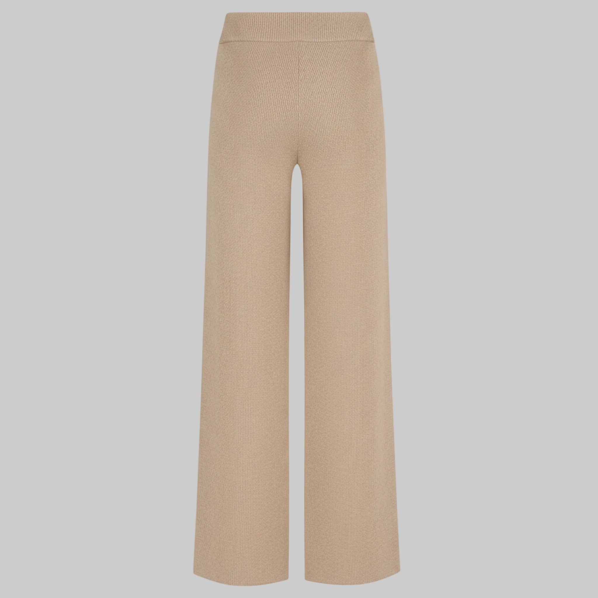 Beige wide-leg pants on a white background