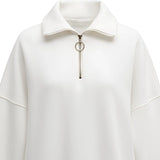 White zip-up sweatshirt on a white background