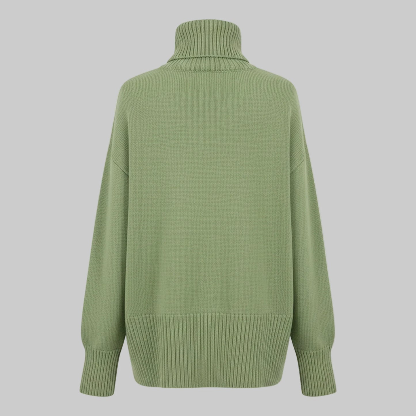 Green sweater with a turtleneck on a white background