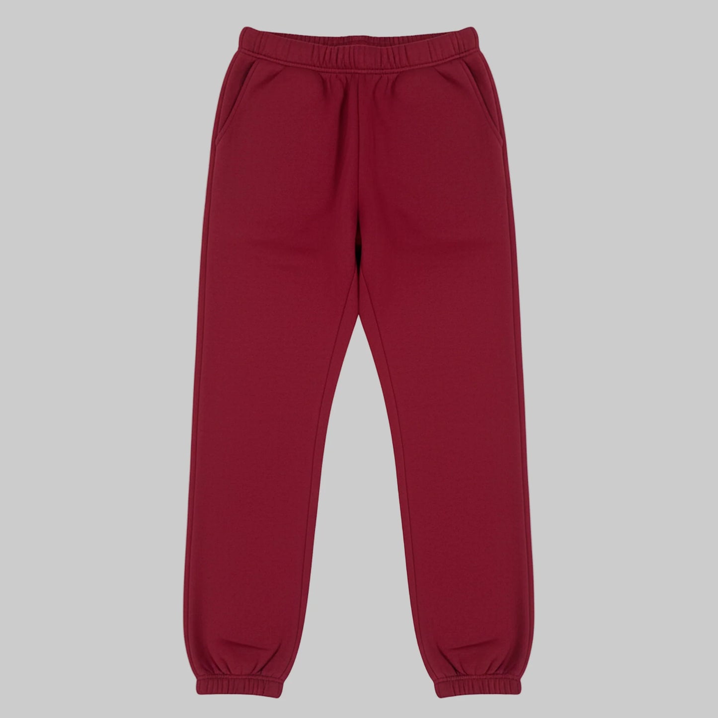 Maroon sweatpants on a white background